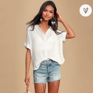 Lulus Everlee White Striped Button-Up Top